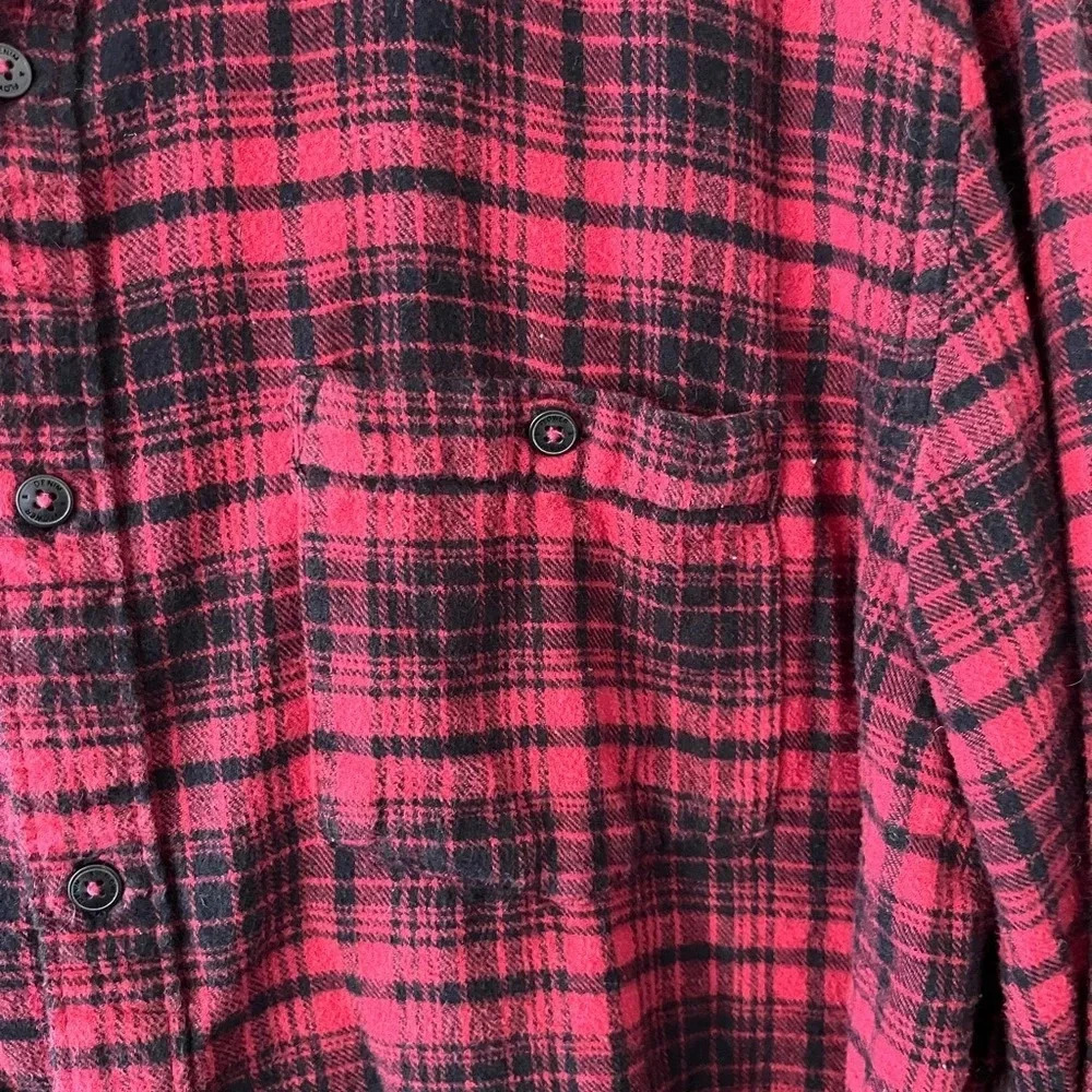 Denim & Flower Ricky Singh Red Plaid Flannel Shirt XL Long Sleeve Casual Unisex - Picture 5 of 11
